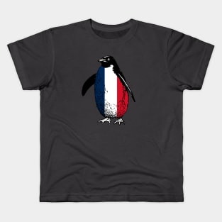 France Vintage Penguin with Flag of France | Funny Penguin Supporting France Kids T-Shirt